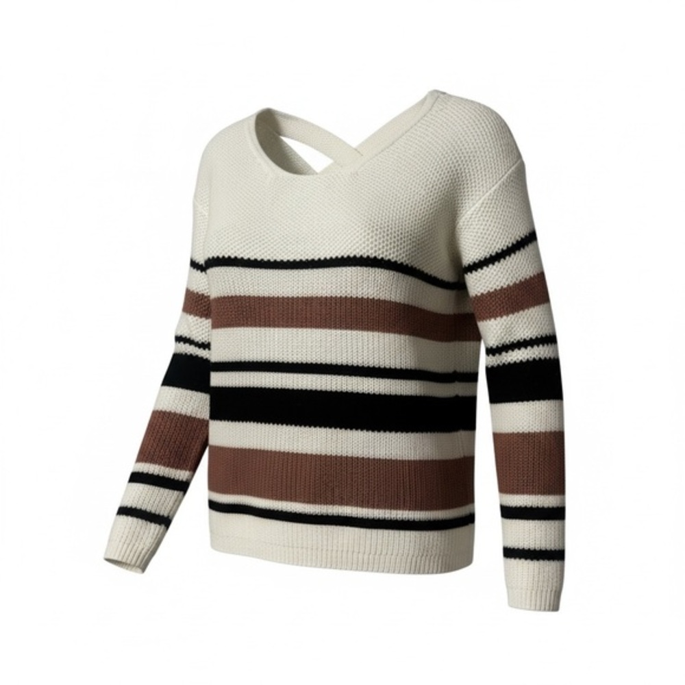 Angel Kiss Striped Knit Sweater | Women’s Medium | Boho Cozy V‑Neck